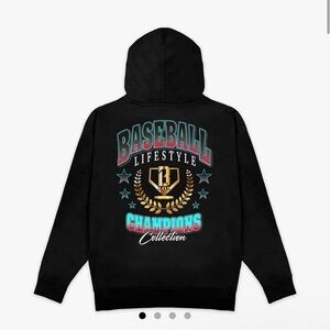 Baseball Lifestyle 101 Champions Logo Hoodie Mens Medium Black New